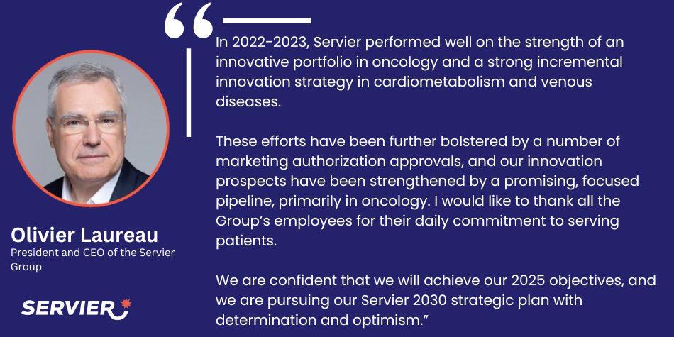 Olivier Laureau, Servier's CEO: In 2022-2023, Servier performed well on the strength of an innovative portfolio in oncology and a strong incremental innovation strategy in cardiometabolism and venous diseases.